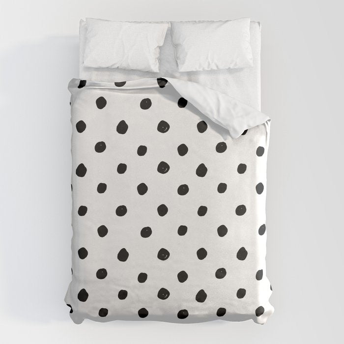 Hand Drawn Polka Dots â Black and White Ink Art Duvet Cover Gallery Image 6