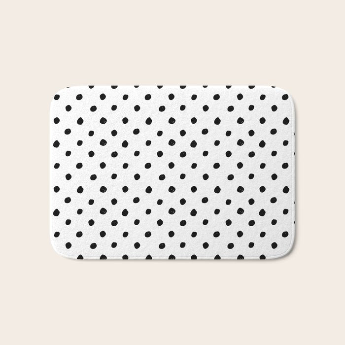Hand Drawn Polka Dots â Black and White Ink Art Bath Mat Gallery Image 1