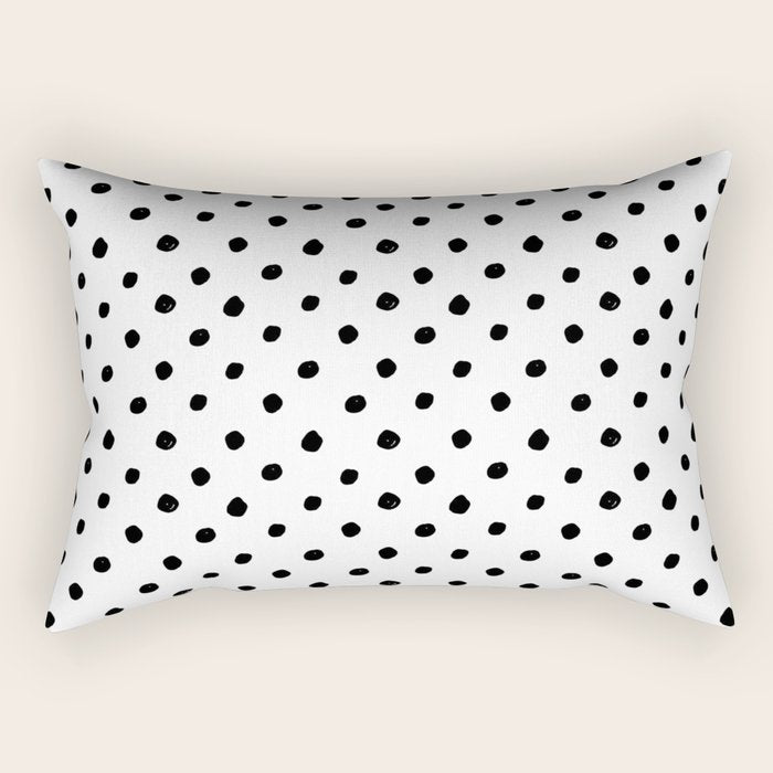 Hand Drawn Polka Dots â Black and White Ink Art Rectangular Pillow Gallery Image 2