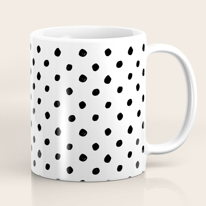 Hand Drawn Polka Dots â Black and White Ink Art Coffee Mug Gallery Image 1