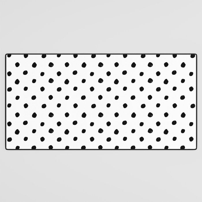 Hand Drawn Polka Dots â Black and White Ink Art Desk Mat Gallery Image 3