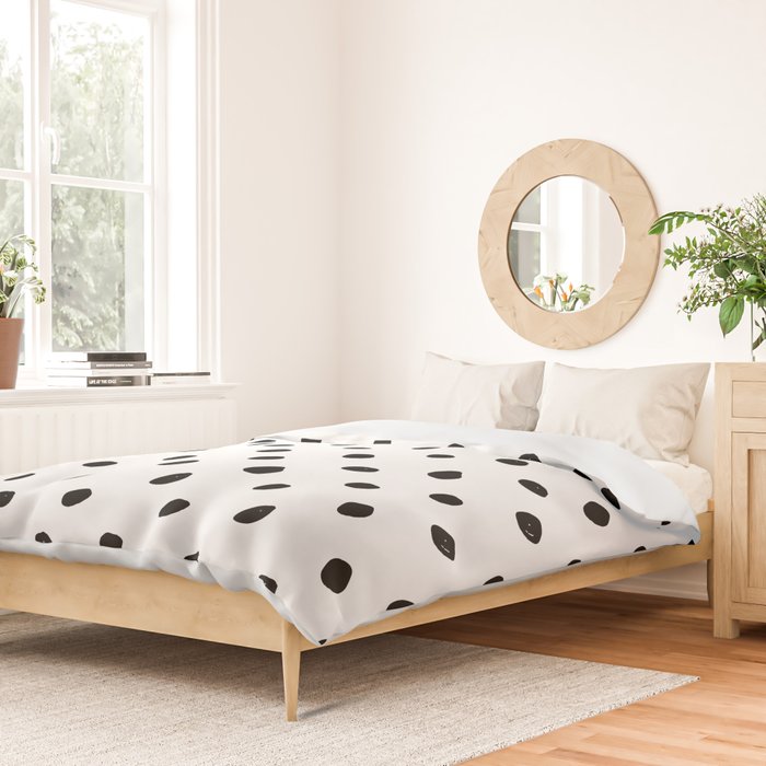 Hand Drawn Polka Dots â Black and White Ink Art Duvet Cover Gallery Image 2