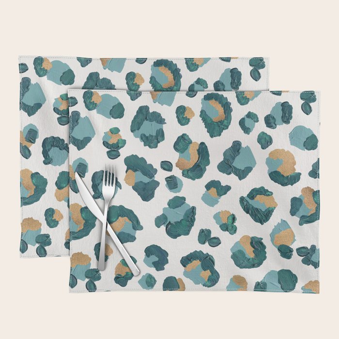 Leopard Print - Teal & Copper Placemat Gallery Image 1
