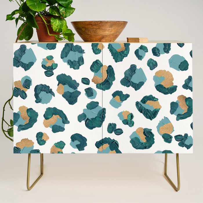 Leopard Print - Teal & Copper Credenza Gallery Image 1