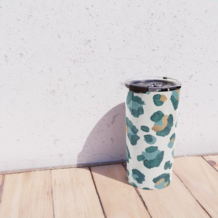 Leopard Print - Teal & Copper Travel Mug Gallery Image 4
