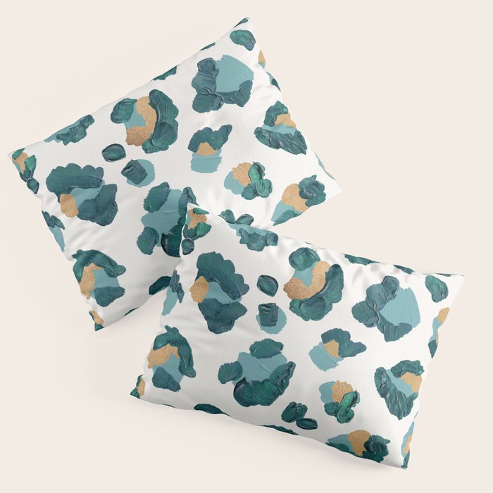 Leopard Print - Teal & Copper Pillow Sham Gallery Image 1