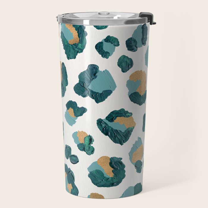 Leopard Print - Teal & Copper Travel Mug Gallery Image 2