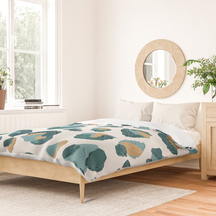 Leopard Print - Teal & Copper Duvet Cover Gallery Image 2