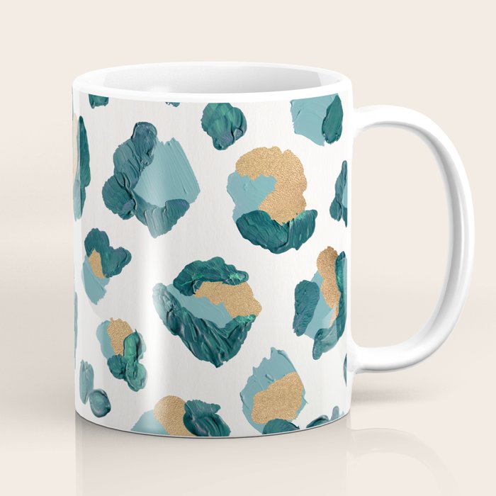 Leopard Print - Teal & Copper Coffee Mug Gallery Image 1