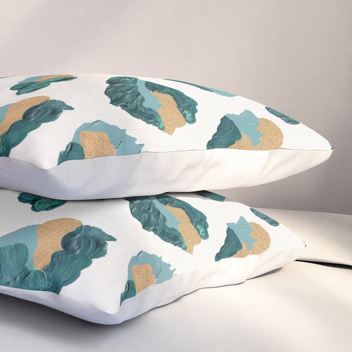 Leopard Print - Teal & Copper Pillow Sham Gallery Image 3