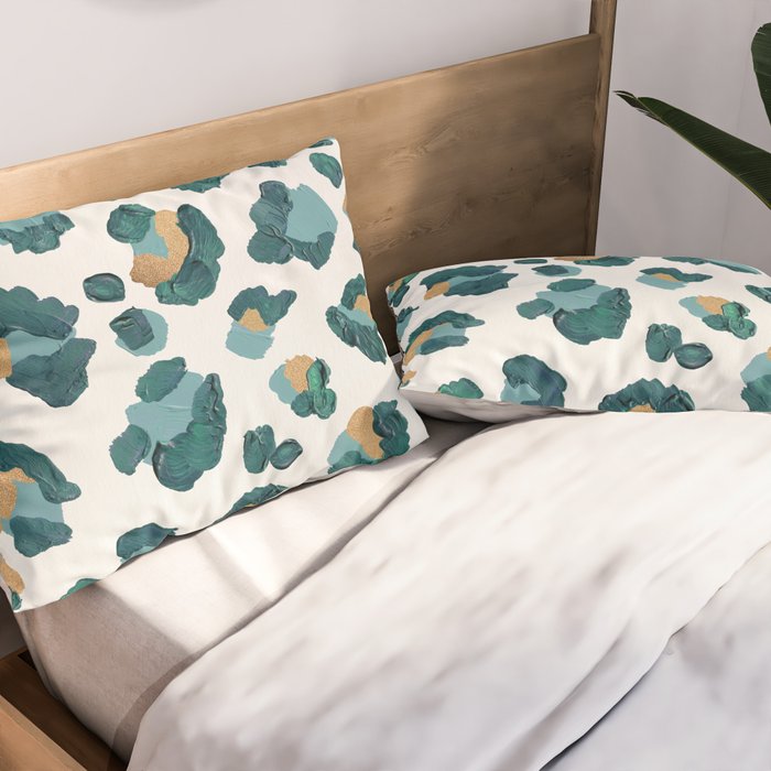 Leopard Print - Teal & Copper Pillow Sham Gallery Image 2