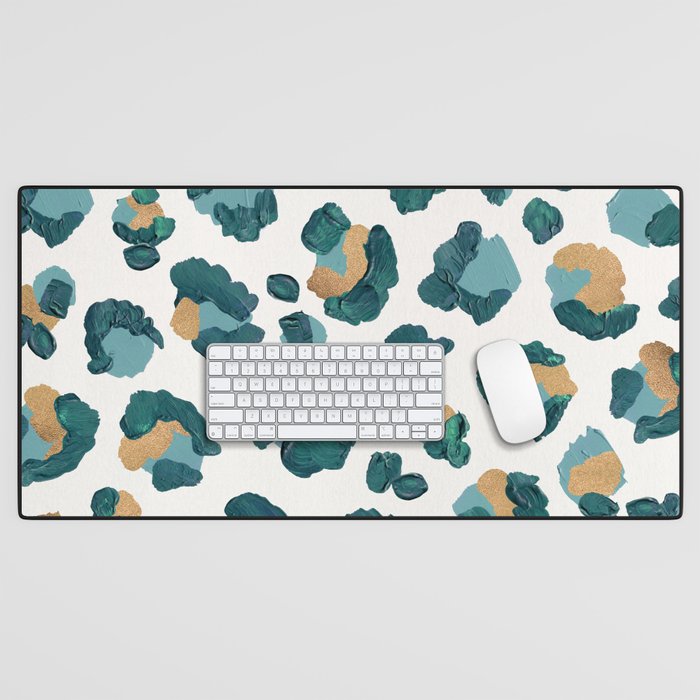 Leopard Print - Teal & Copper Desk Mat Gallery Image 1