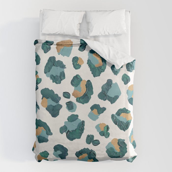 Leopard Print - Teal & Copper Duvet Cover Gallery Image 6