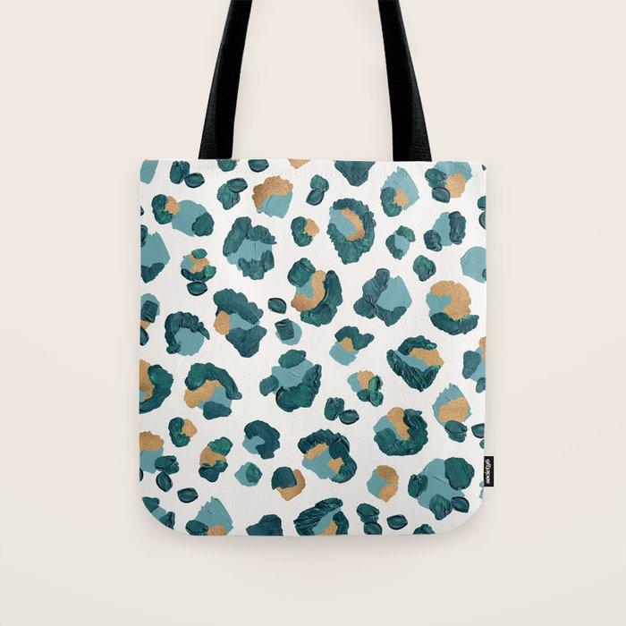 Leopard Print - Teal & Copper Tote Bag Gallery Image 1