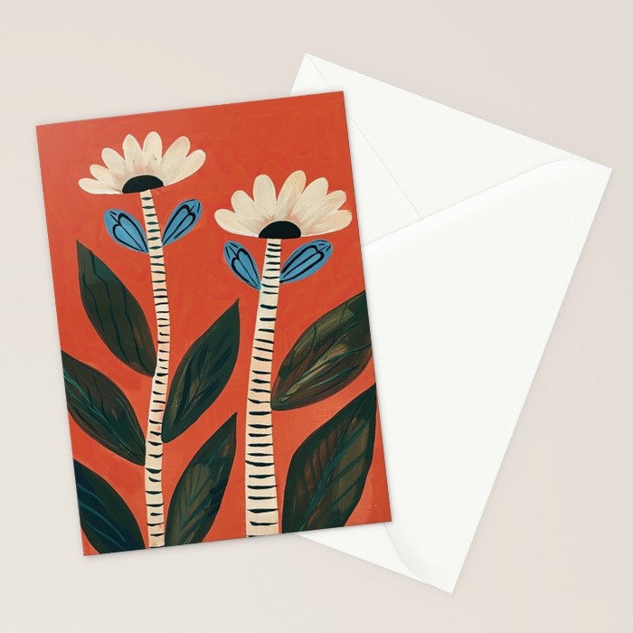 Folk Garden Daisy Pair Stationery Card Gallery Image 2