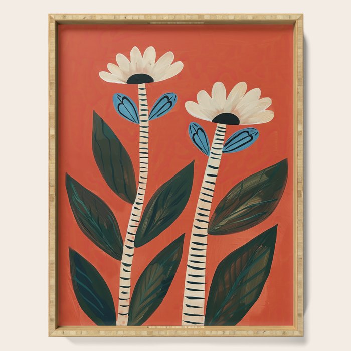 Folk Garden Daisy Pair Serving Tray Gallery Image 1