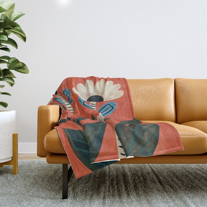 Folk Garden Daisy Pair Throw Blanket Gallery Image 1