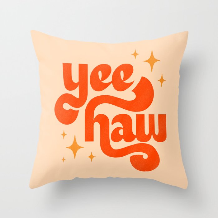Yee Haw - Orange on Cream Throw Pillow Gallery Image 6
