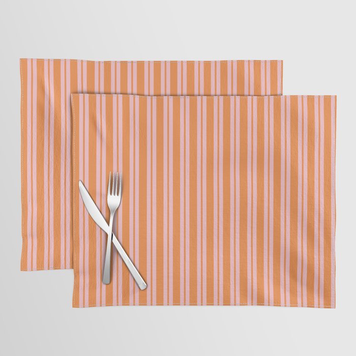 Pink and Orange Classic Double Stripe Vertical Pattern Placemat Gallery Image 1
