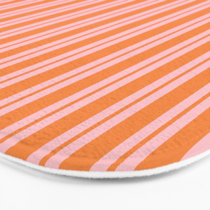 Pink and Orange Classic Double Stripe Vertical Pattern Bath Mat Gallery Image 3