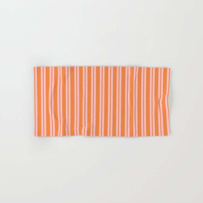 Pink and Orange Classic Double Stripe Vertical Pattern Bath Towel Gallery Image 1