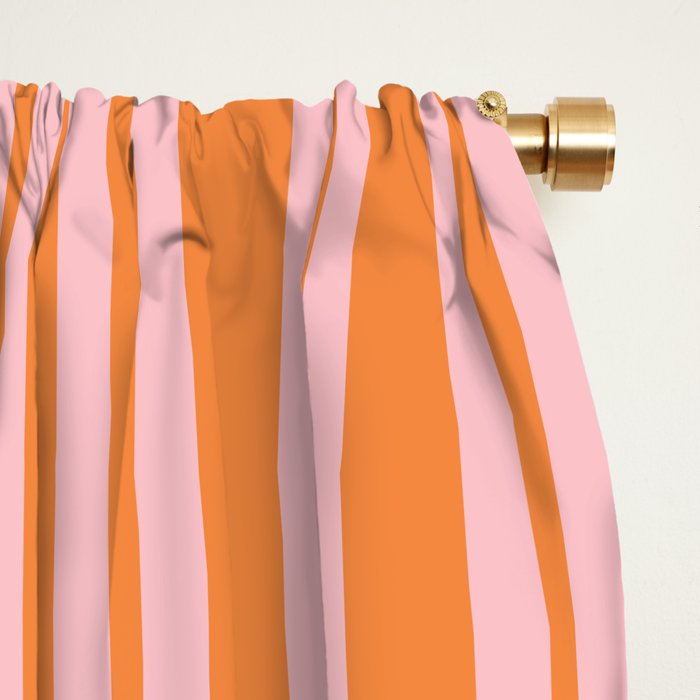 Pink and Orange Classic Double Stripe Vertical Pattern Window Curtain Gallery Image 2