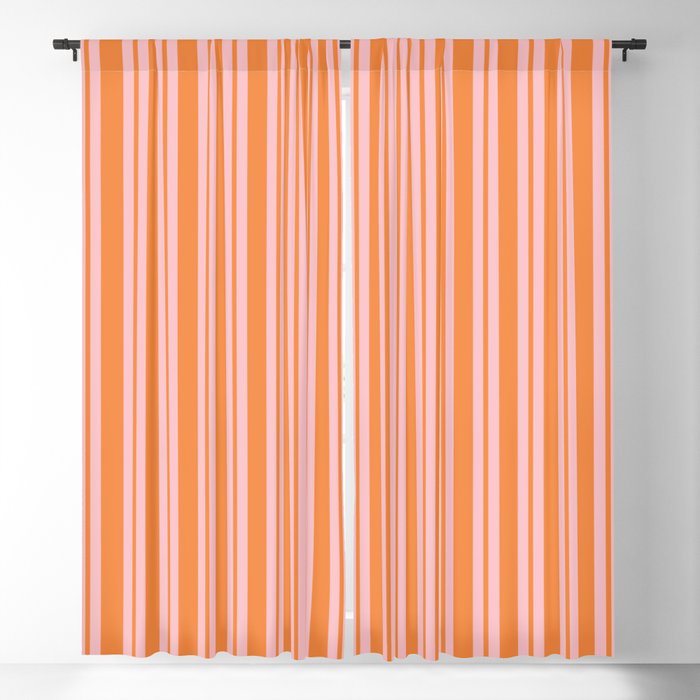 Pink and Orange Classic Double Stripe Vertical Pattern Window Curtain Gallery Image 5