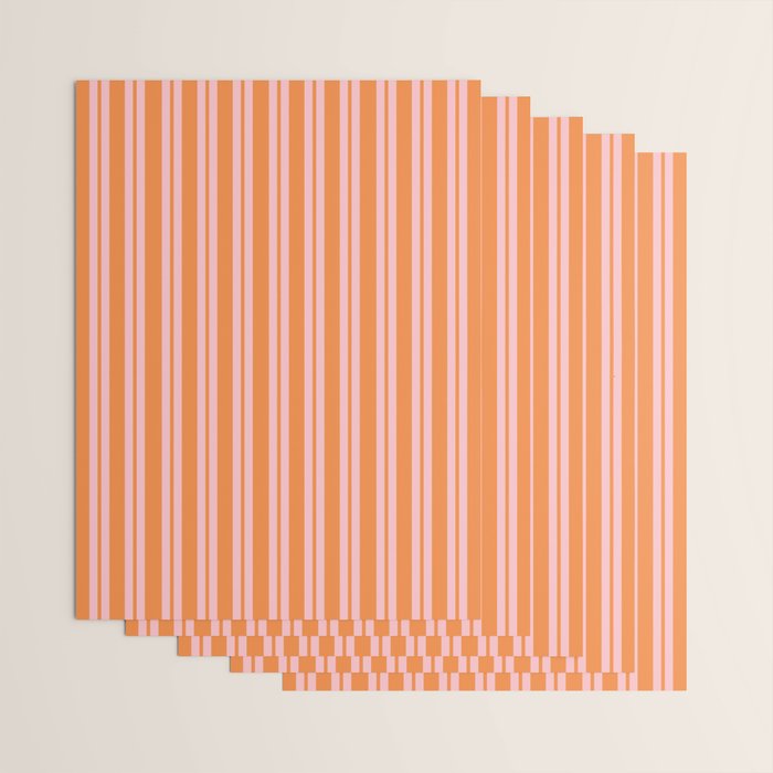 Pink and Orange Classic Double Stripe Vertical Pattern Wrapping Paper Gallery Image 3