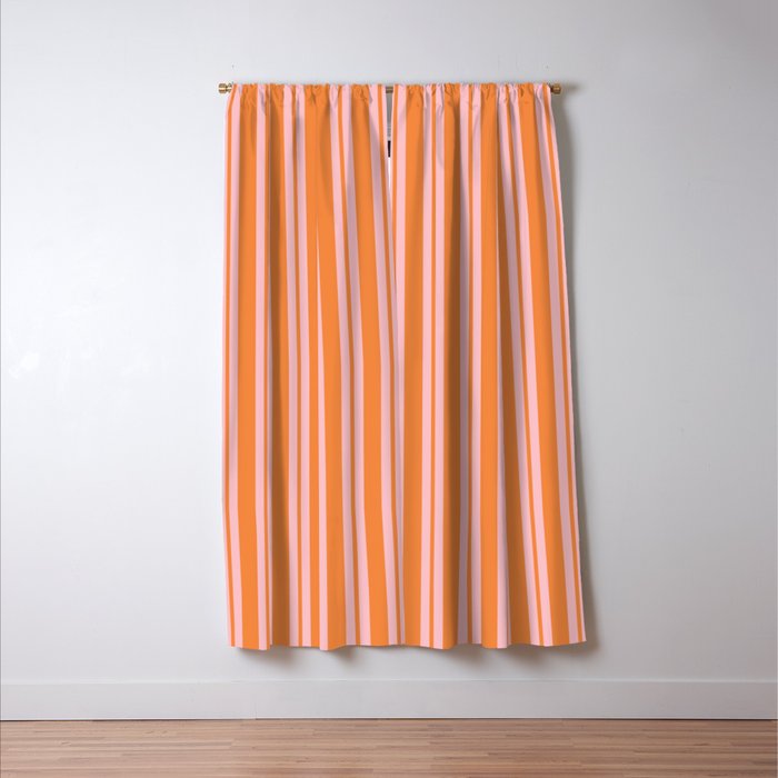 Pink and Orange Classic Double Stripe Vertical Pattern Window Curtain Gallery Image 3