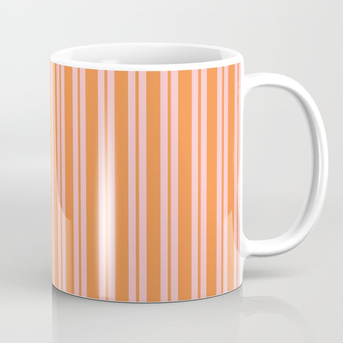 Pink and Orange Classic Double Stripe Vertical Pattern Coffee Mug Gallery Image 1