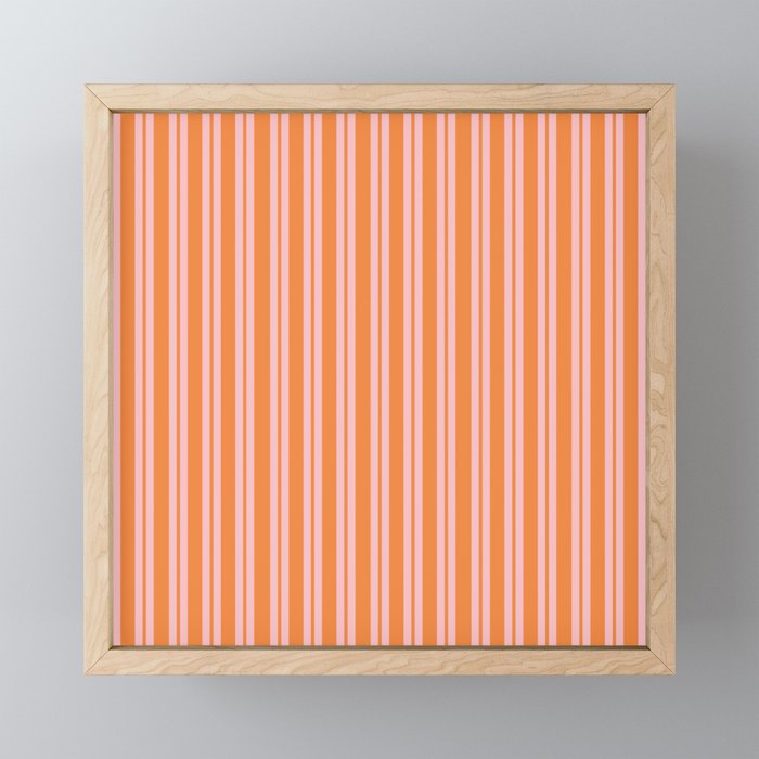 Pink and Orange Classic Double Stripe Vertical Pattern Mini Art Print Gallery Image 1