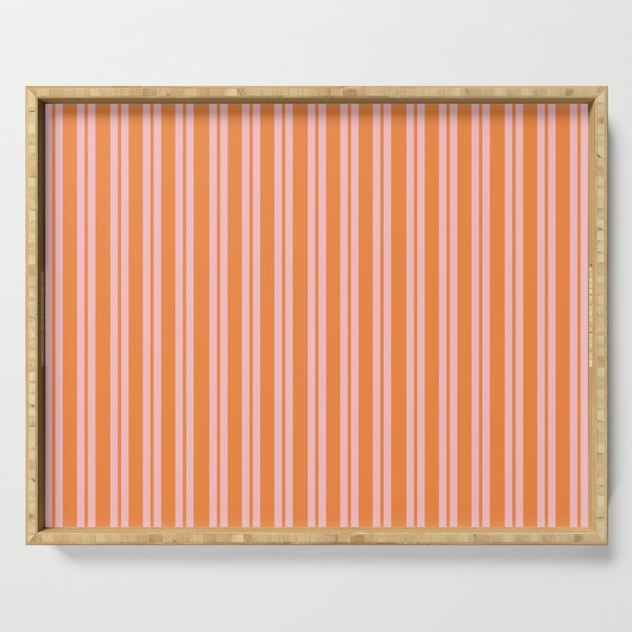 Pink and Orange Classic Double Stripe Vertical Pattern Serving Tray Gallery Image 1