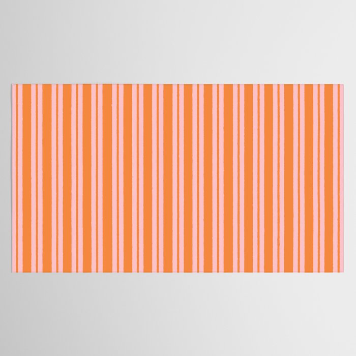 Pink and Orange Classic Double Stripe Vertical Pattern Tablecloth Gallery Image 2