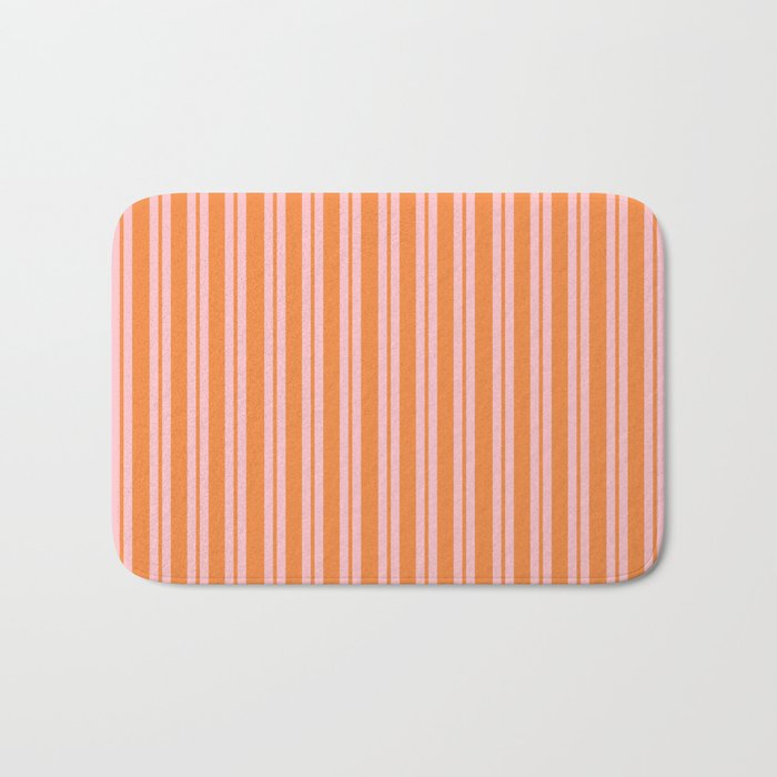 Pink and Orange Classic Double Stripe Vertical Pattern Bath Mat Gallery Image 1