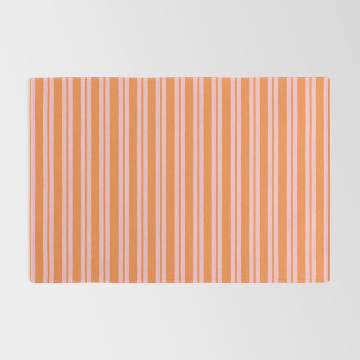 Pink and Orange Classic Double Stripe Vertical Pattern Rug Gallery Image 2