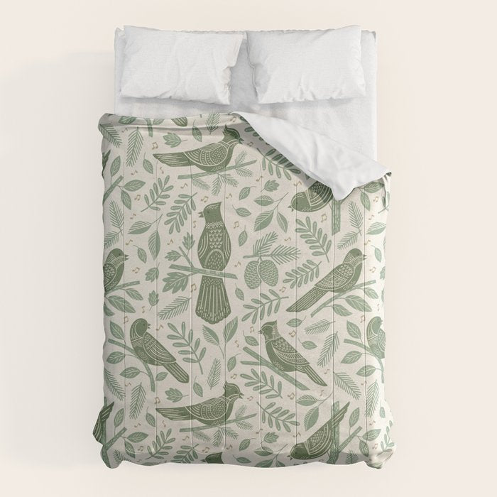 Song Birds - Green Comforter Gallery Image 1