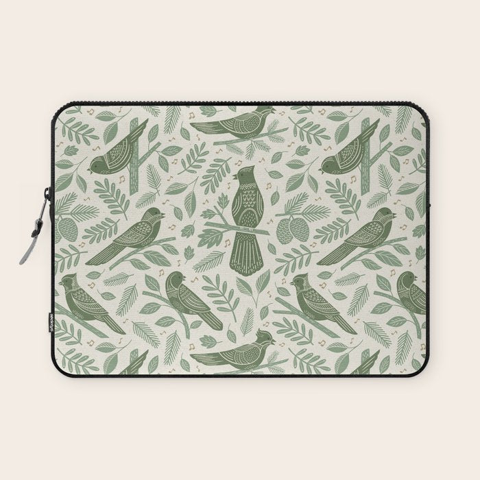 Song Birds - Green Laptop Sleeve Gallery Image 1