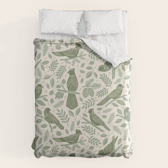 Song Birds - Green Duvet Cover Gallery Image 6
