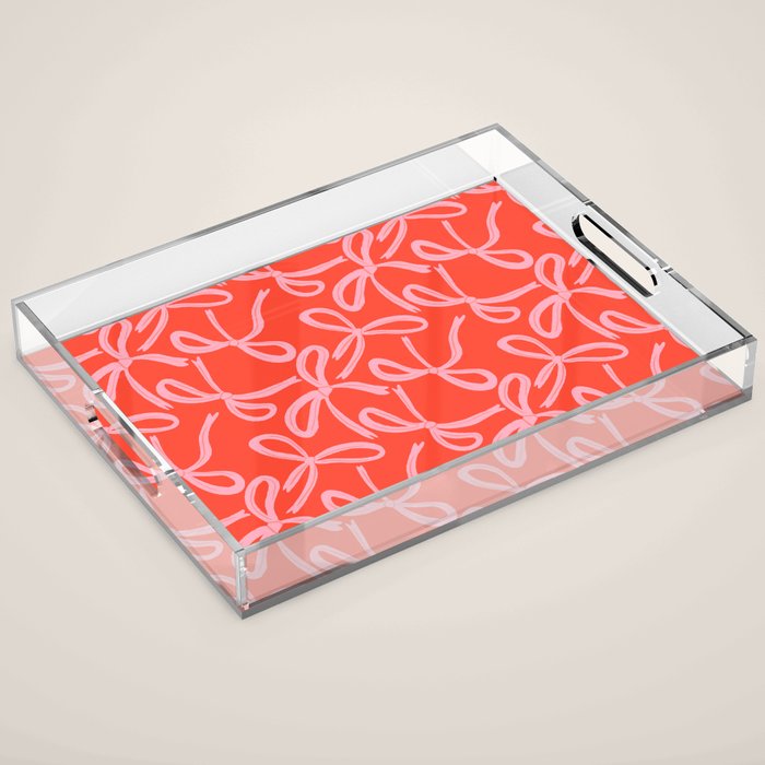Cute textured coquette bows Acrylic Tray Gallery Image 1
