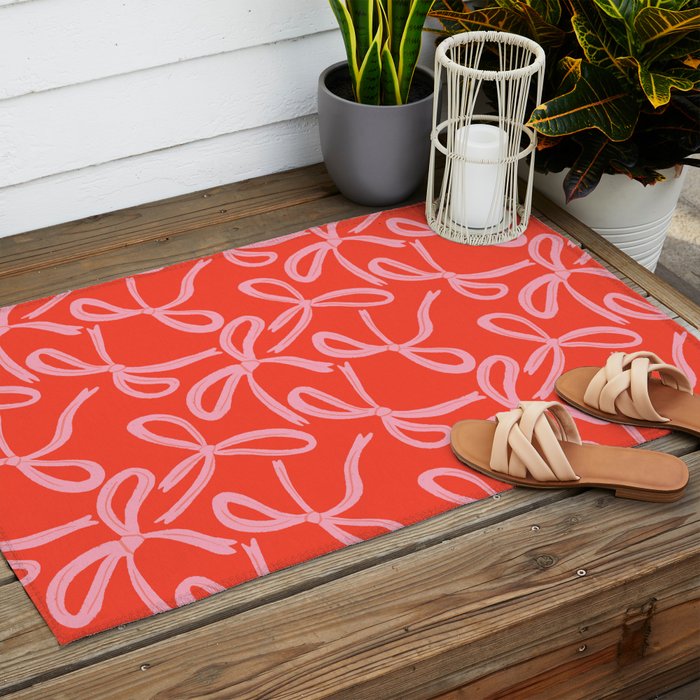 Cute textured coquette bows Outdoor Rug Gallery Image 2