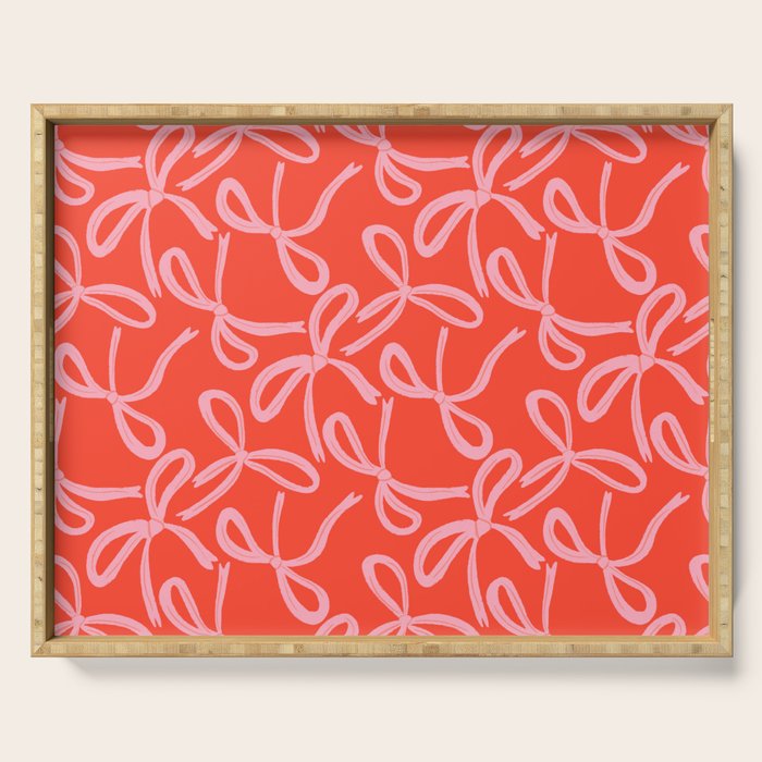 Cute textured coquette bows Serving Tray Gallery Image 1