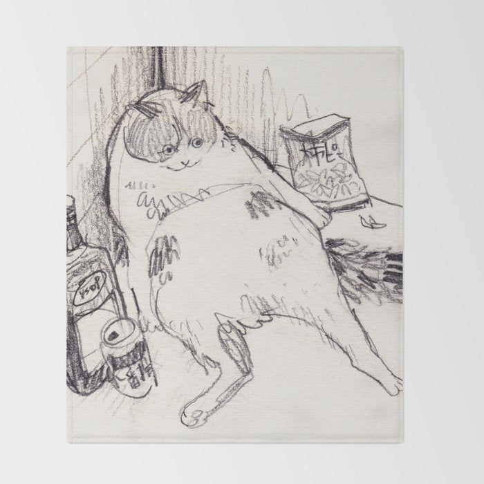 Drunk Cat Throw Blanket Gallery Image 2