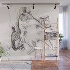 Drunk Cat Wall Mural Gallery Image 1