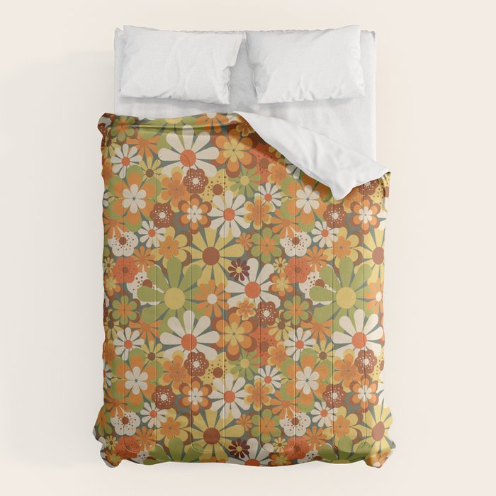 70's Retro Flowers Print Comforter Gallery Image 1