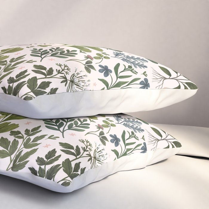 Herbarium ~ vintage inspired botanical art print ~ white Pillow Sham Gallery Image 3