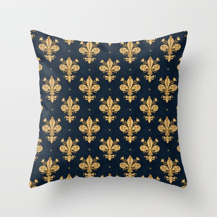 Royal Navy Fleur De Lis Throw Pillow Gallery Image 6