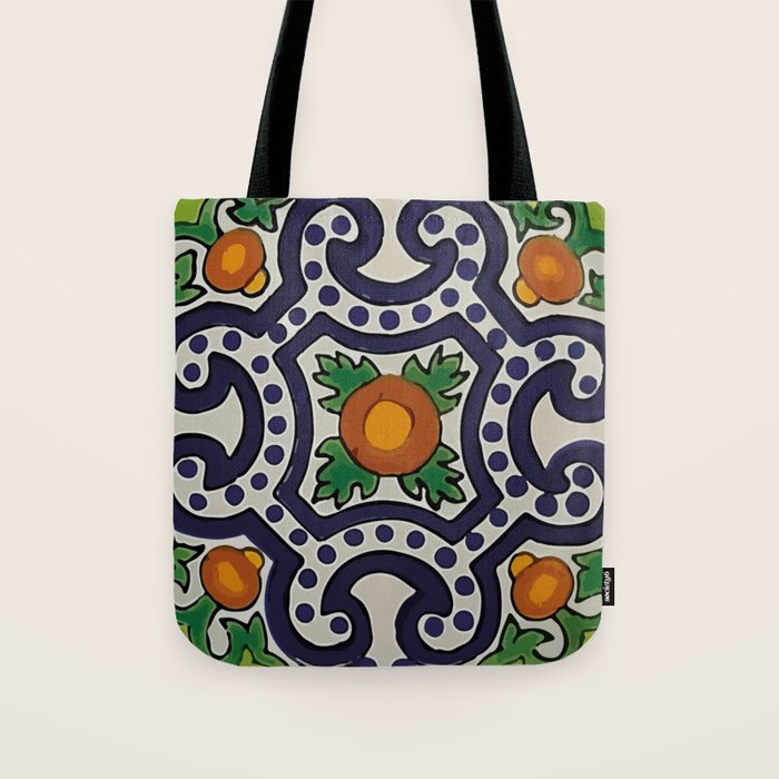 Oranges talavera tile abstract pattern modern decoration Tote Bag Gallery Image 1