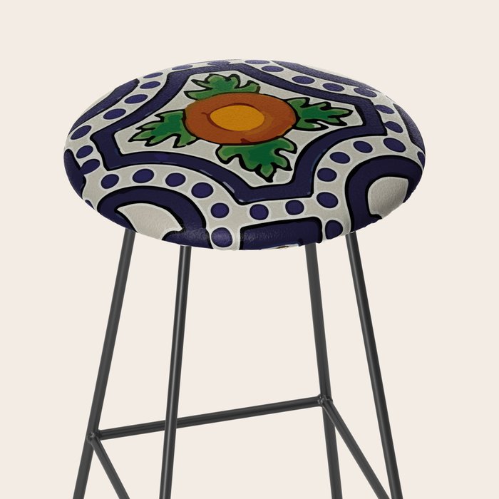 Oranges talavera tile abstract pattern modern decoration Stool Gallery Image 2