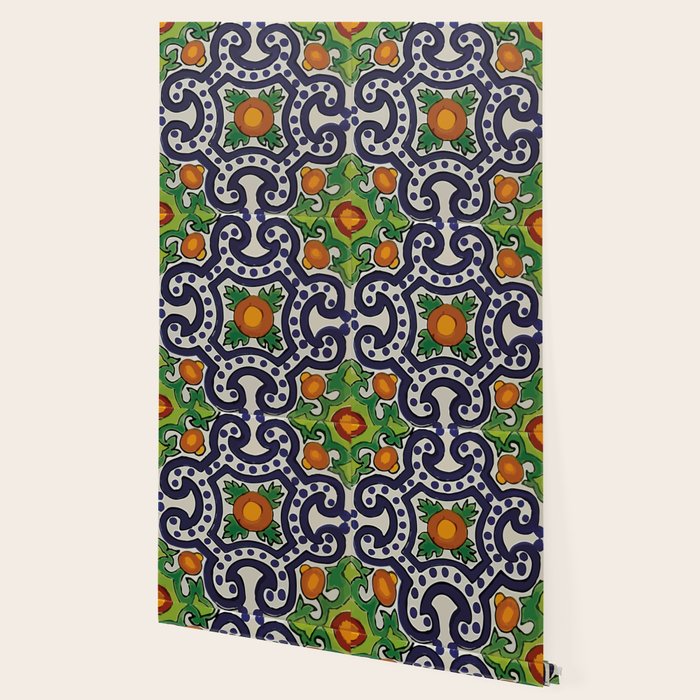 Oranges talavera tile abstract pattern modern decoration Wallpaper Gallery Image 2