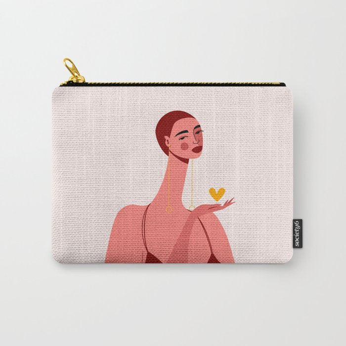 Girl With Yellow Heart Carry All Pouch Gallery Image 1